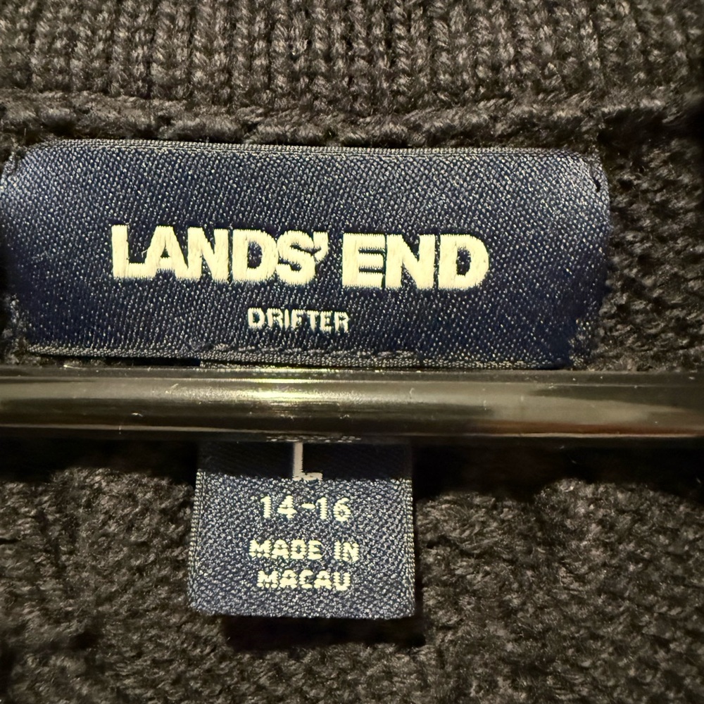 Lands' End  Black Zip-Up Sweater. PTP 21-23”Length 27” - Picture 3 of 4